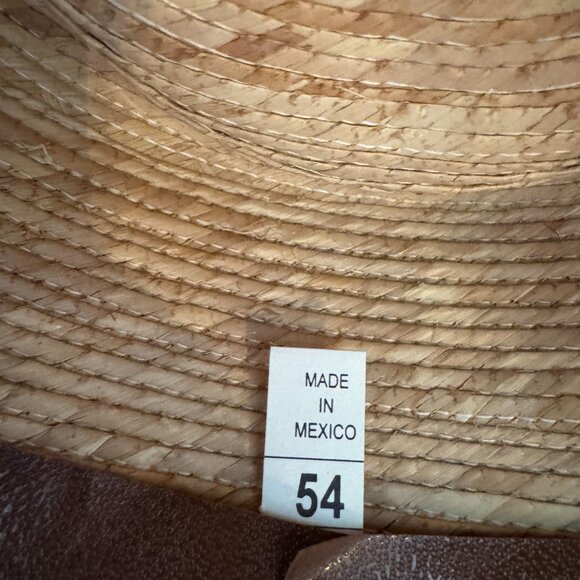 Mexican Palm-Leaf Cowboy Hat, Straw, Leather Band Size 54 (US 6 3/4) - Picture 4 of 9